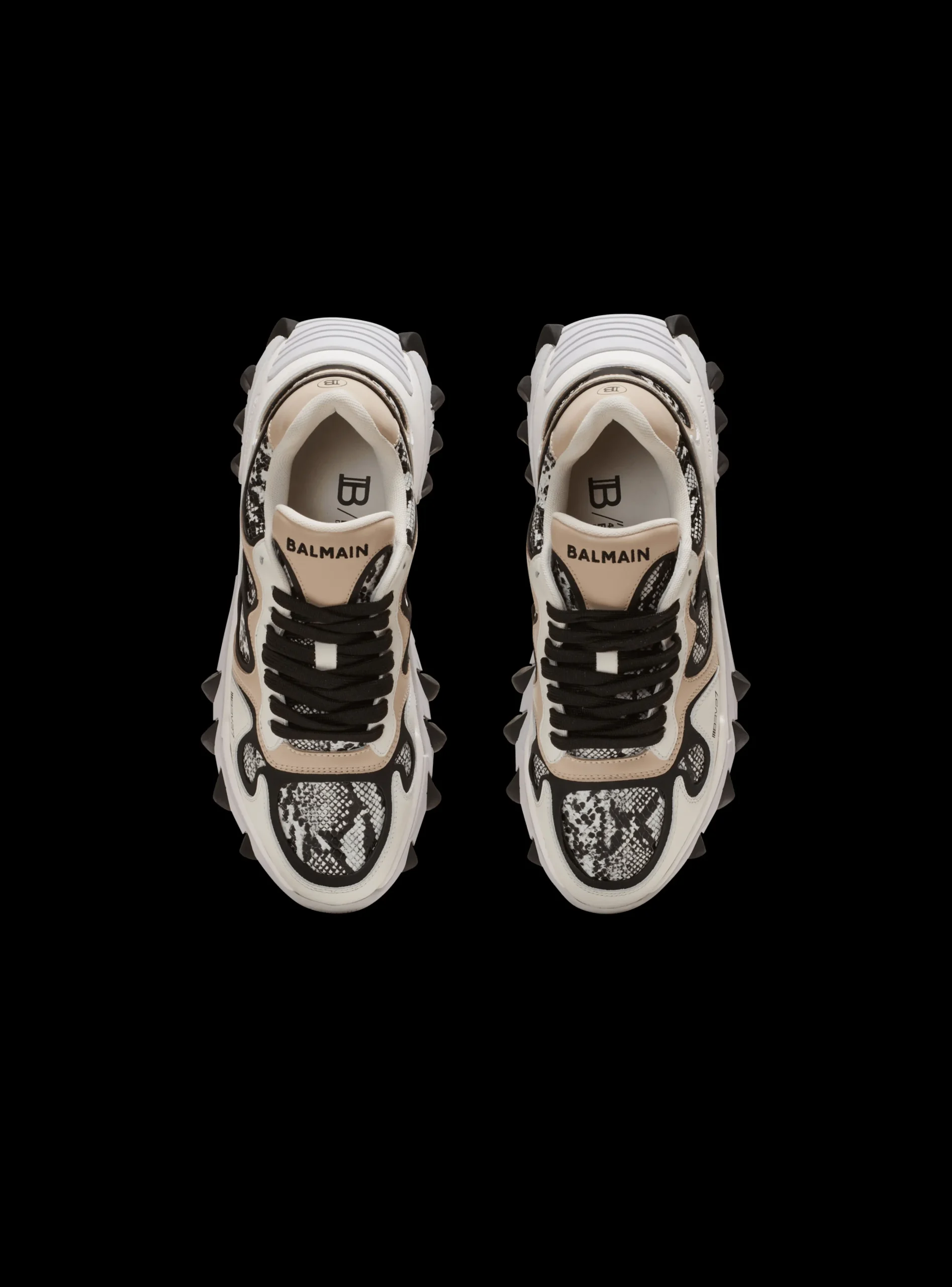 B-East Snakeskin-effect Leather, Suede And Mesh Trainers-Balmain Shop