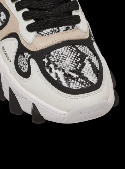 B-East Snakeskin-effect Leather, Suede And Mesh Trainers-Balmain Shop