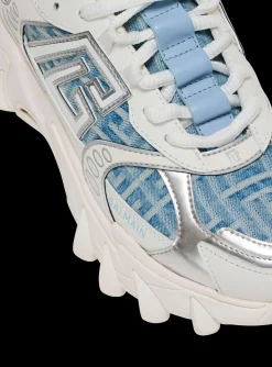 B-East Trainers In Monogrammed PB Labyrinth Denim-Balmain New