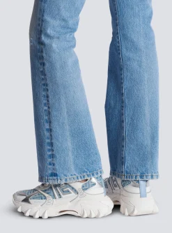 B-East Trainers In Monogrammed PB Labyrinth Denim-Balmain New