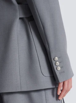 Belted Asymmetrical Jacket In Double Crepe-Balmain Store