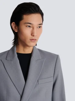 Belted Asymmetrical Jacket In Double Crepe-Balmain Store