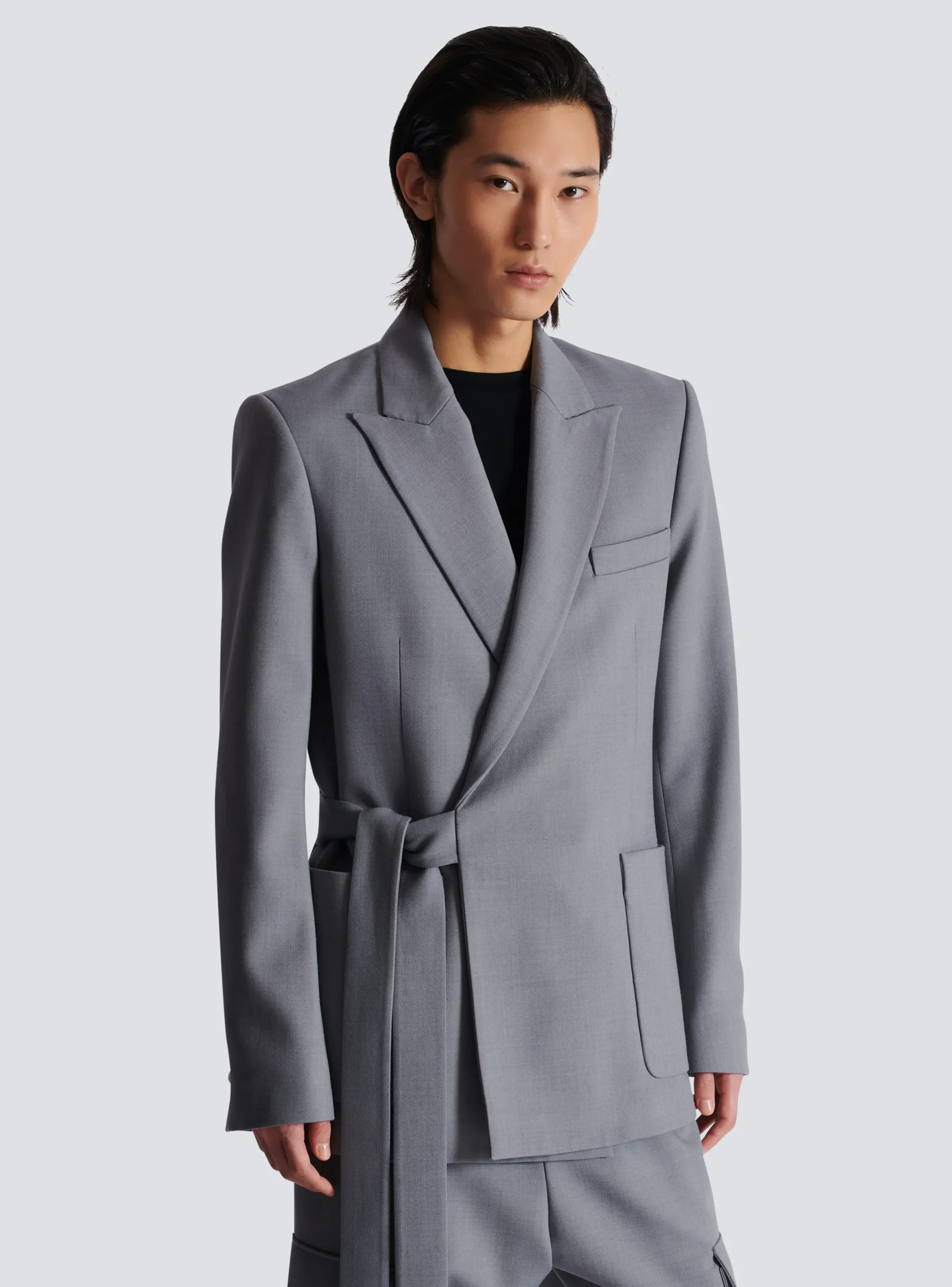 Belted Asymmetrical Jacket In Double Crepe-Balmain Store