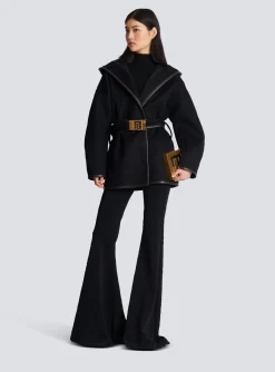 Belted Wool Coat-Balmain New