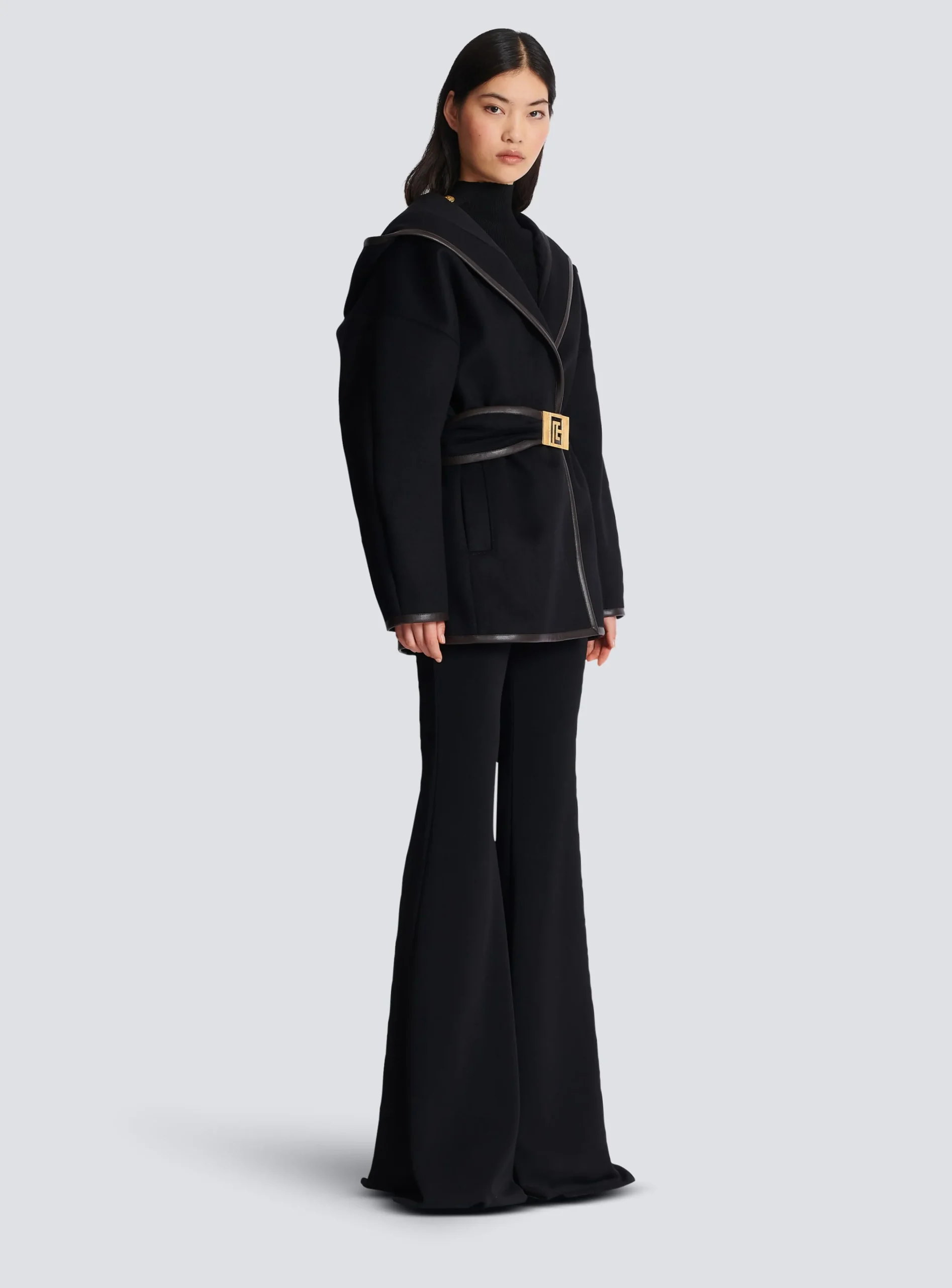 Belted Wool Coat-Balmain New