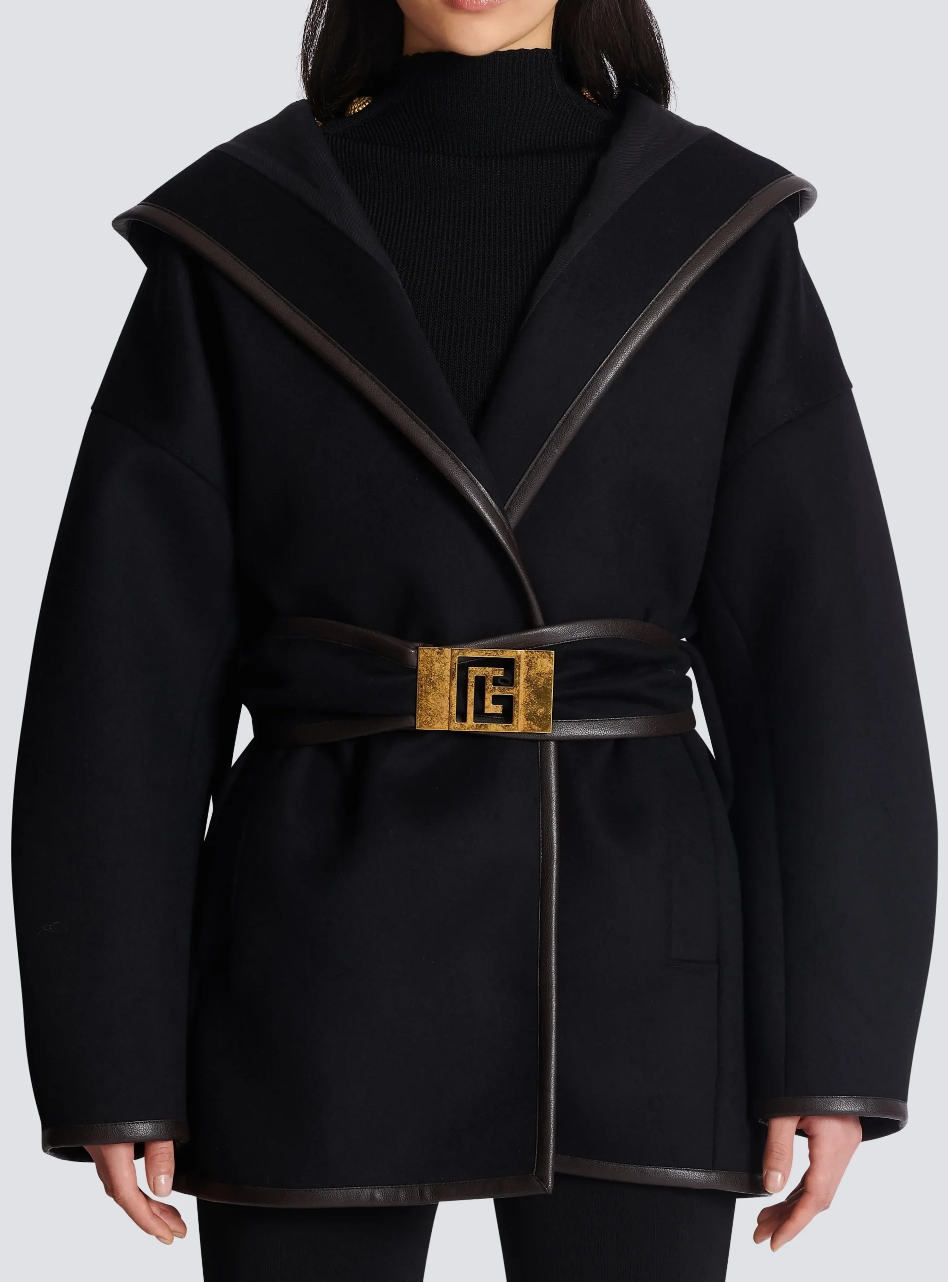Belted Wool Coat-Balmain New