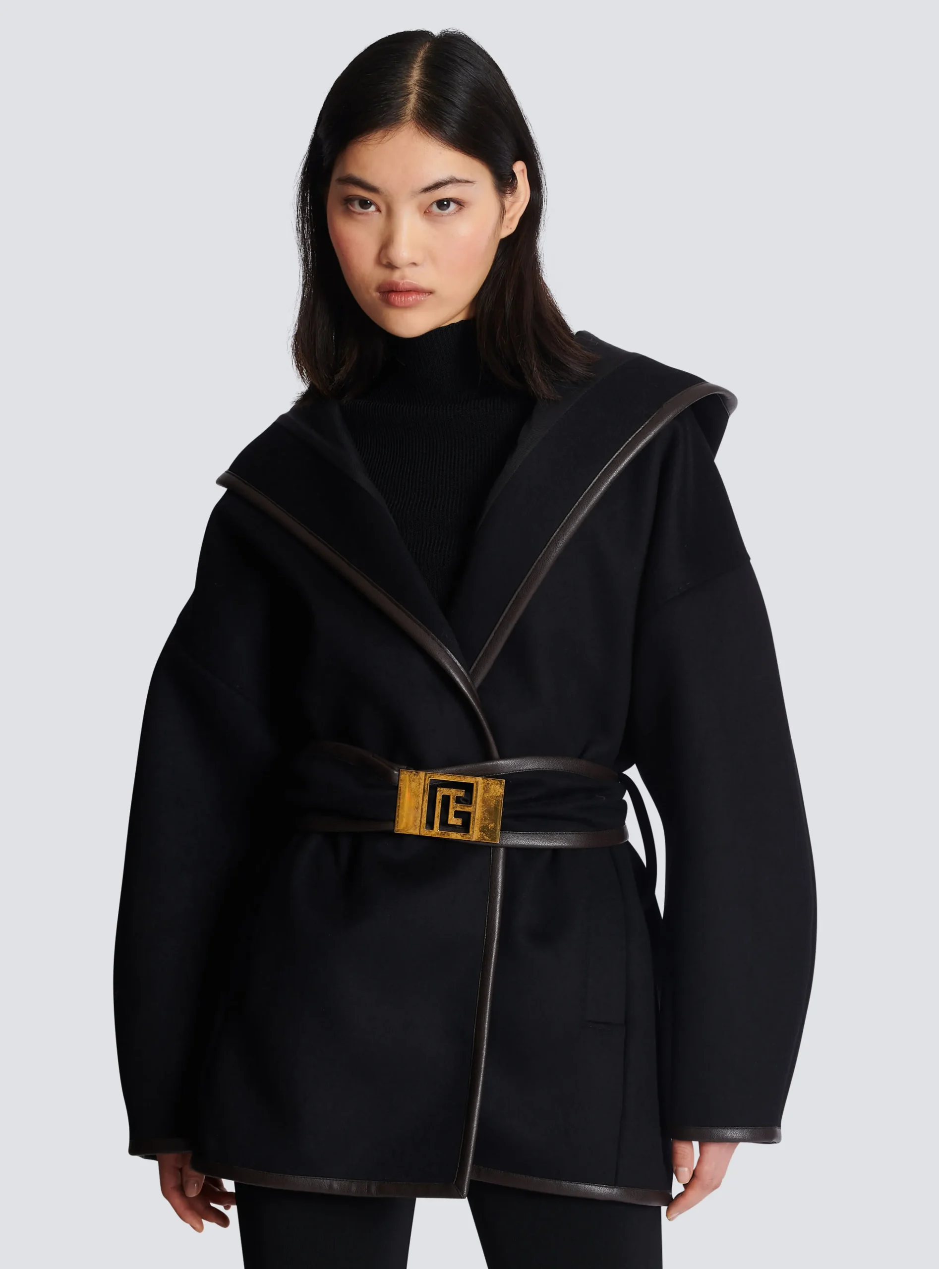 Belted Wool Coat-Balmain New