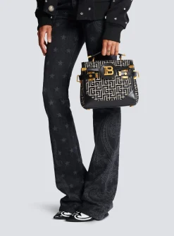 Bicolor Jacquard B-Buzz 23 Bag With Leather Panel-Balmain Best Sale