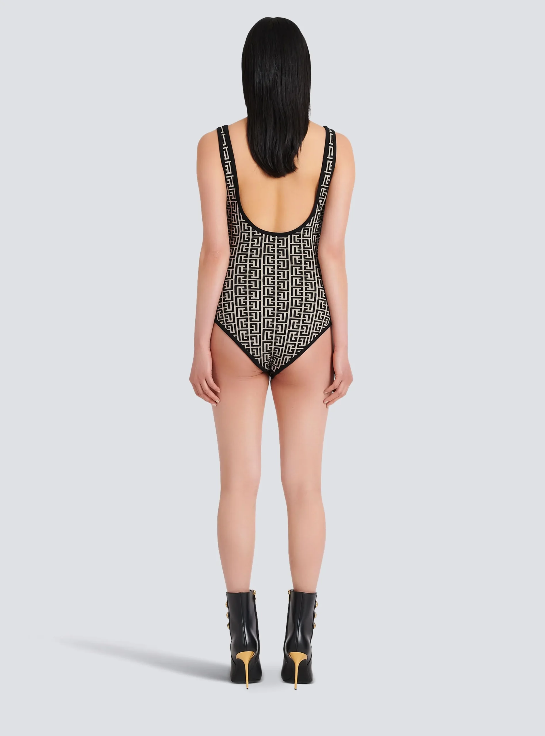Bicolor Jacquard Bodysuit With Monogram-Balmain Online