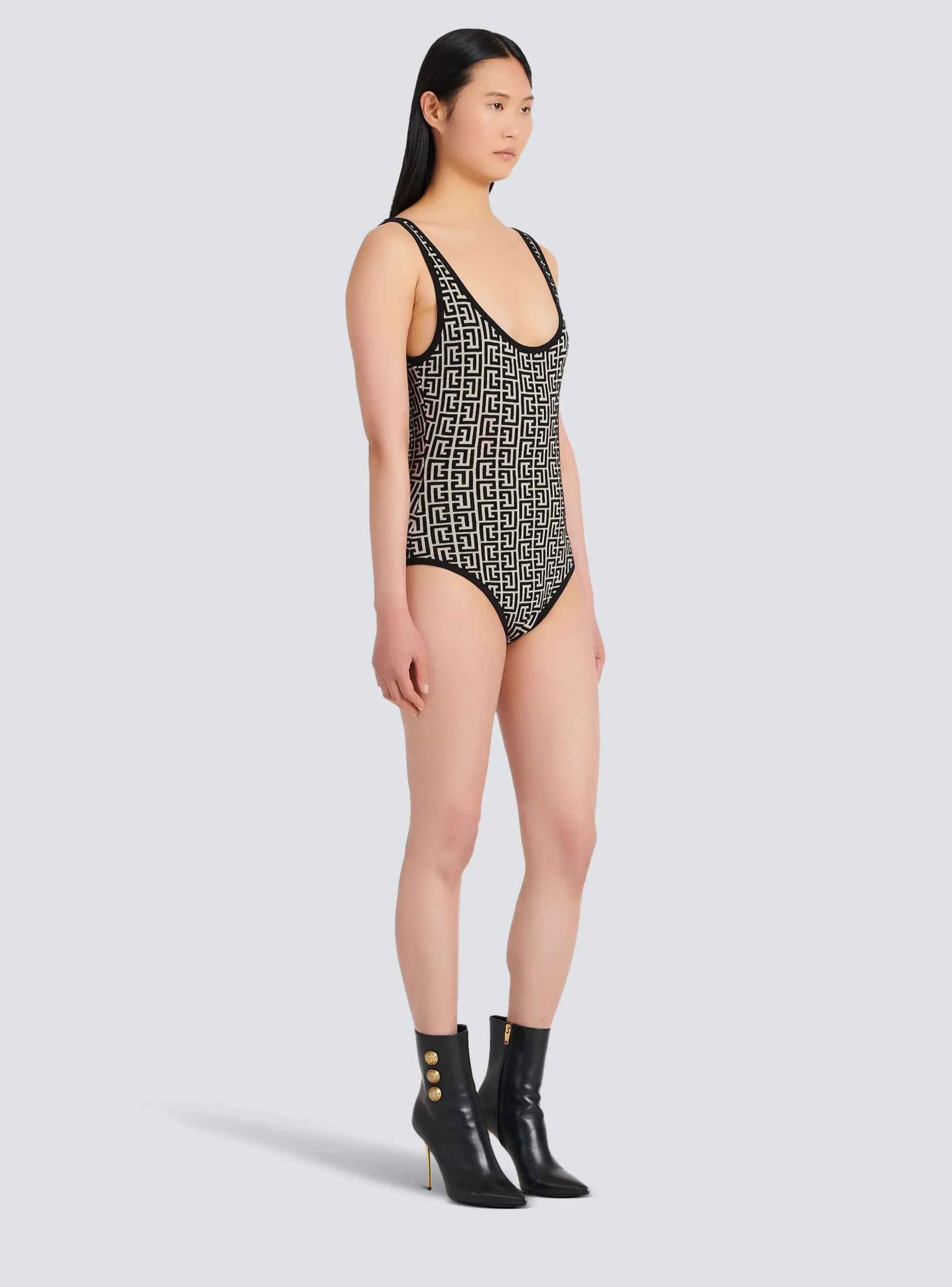 Bicolor Jacquard Bodysuit With Monogram-Balmain Online