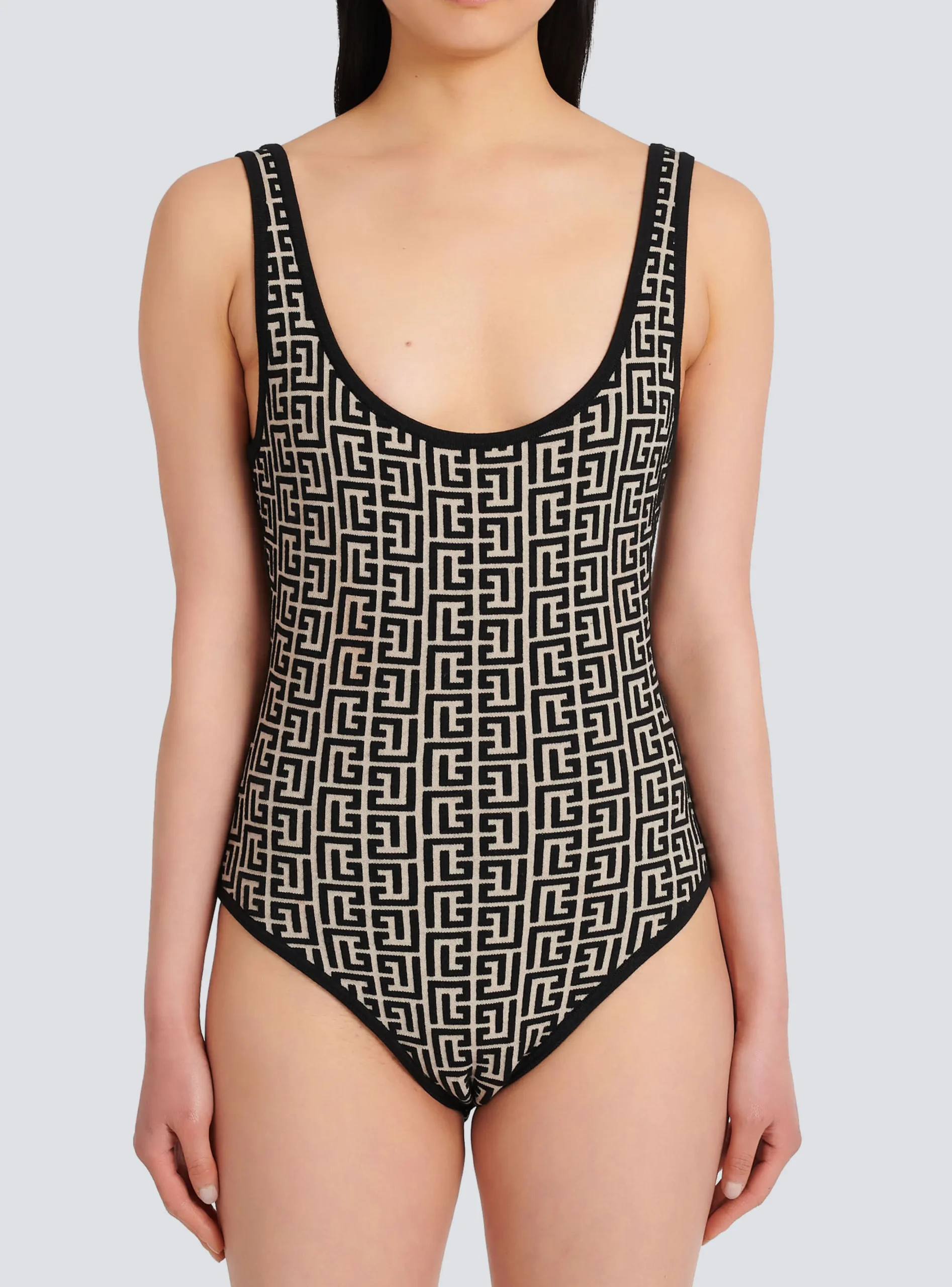 Bicolor Jacquard Bodysuit With Monogram-Balmain Online