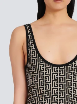 Bicolor Jacquard Bodysuit With Monogram-Balmain Online