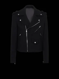 Biker Jacket In Felted Wool-Balmain Cheap