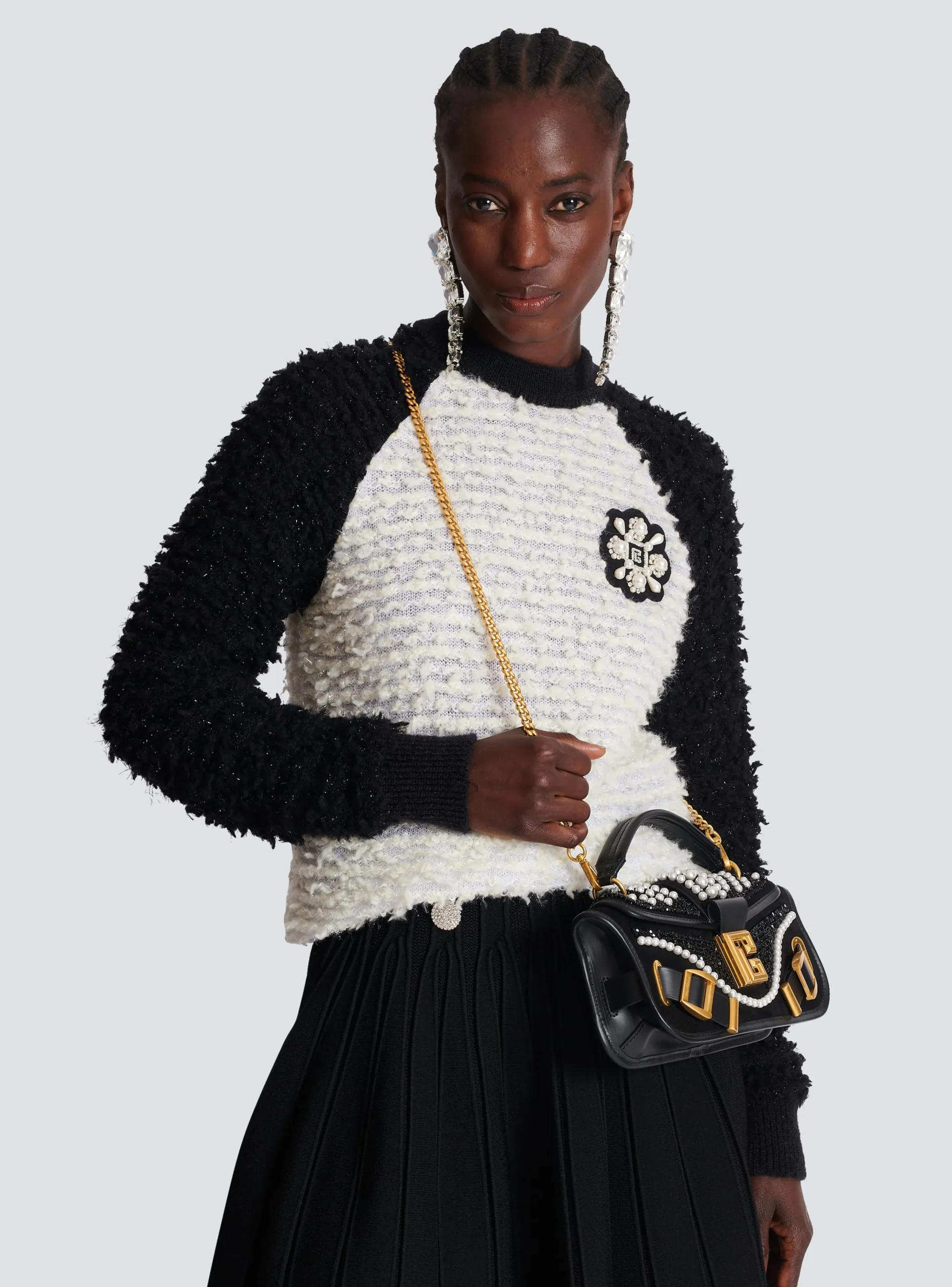 Blaze Pouch Bag In Beaded Leather-Balmain Clearance