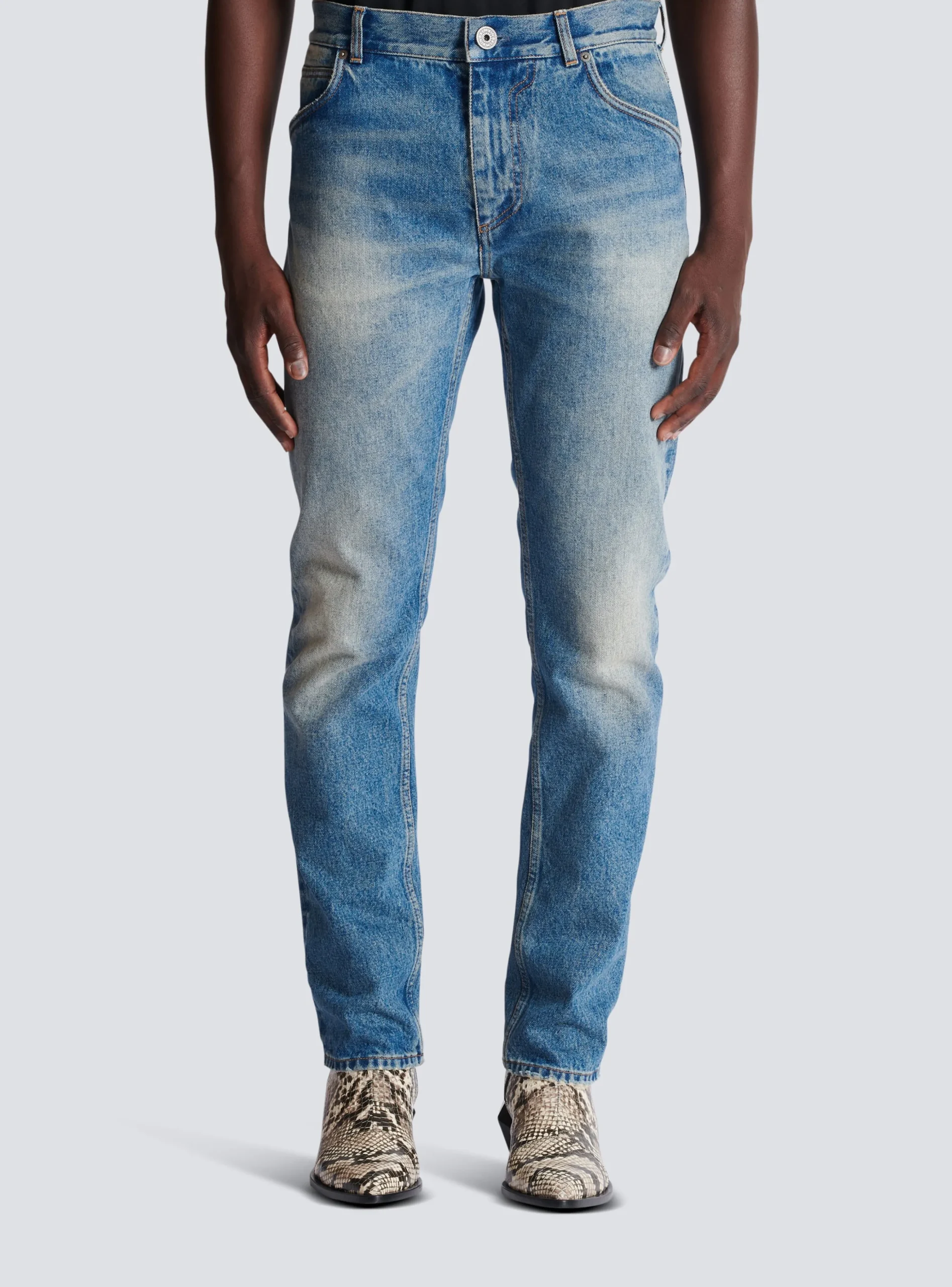 Wash Vintage Denim Jeans-Balmain New