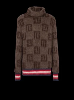 Brushed Mohair Jumper With Monogram Print-Balmain Fashion
