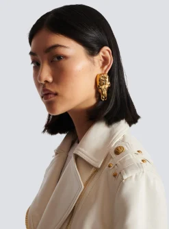 Buffalo Skull Earrings-Balmain Cheap