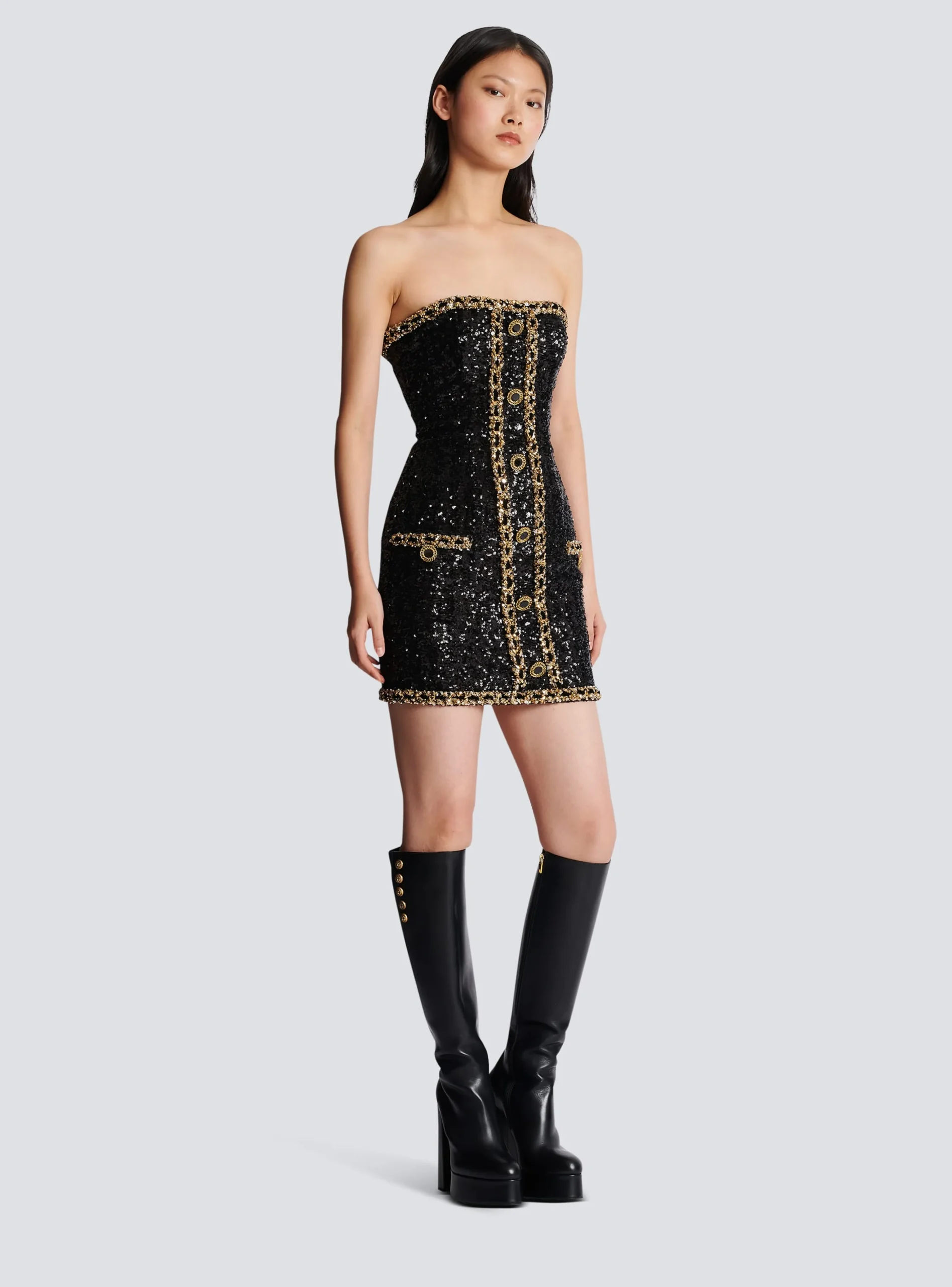 Bustier Dress With Sequin Embroidery-Balmain Sale