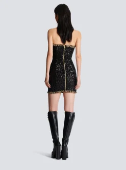 Bustier Dress With Sequin Embroidery-Balmain Sale