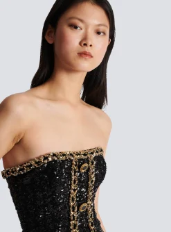 Bustier Dress With Sequin Embroidery-Balmain Sale