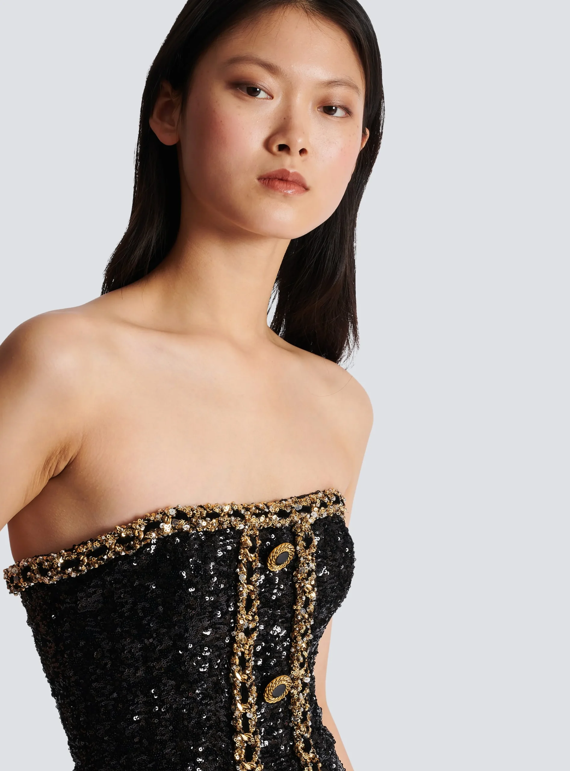 Bustier Dress With Sequin Embroidery-Balmain Sale
