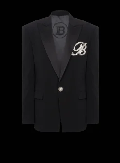 1-button Crepe And Satin Jacket-Balmain Clearance