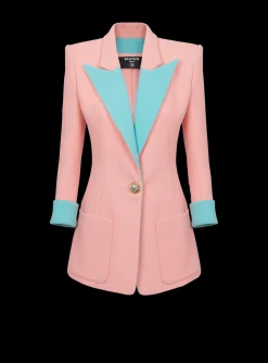 1-button Double Crepe Two-tone Jacket-Balmain Hot