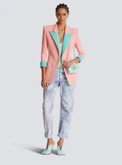 1-button Double Crepe Two-tone Jacket-Balmain Hot