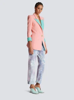 1-button Double Crepe Two-tone Jacket-Balmain Hot