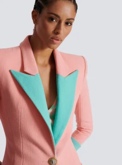 1-button Double Crepe Two-tone Jacket-Balmain Hot
