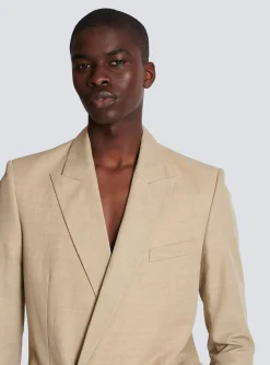 1-button Jacket In Fluid Canvas-Balmain Sale