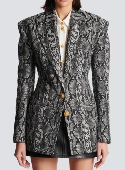 2-button Jacquard Snakeskin Jacket-Balmain Outlet