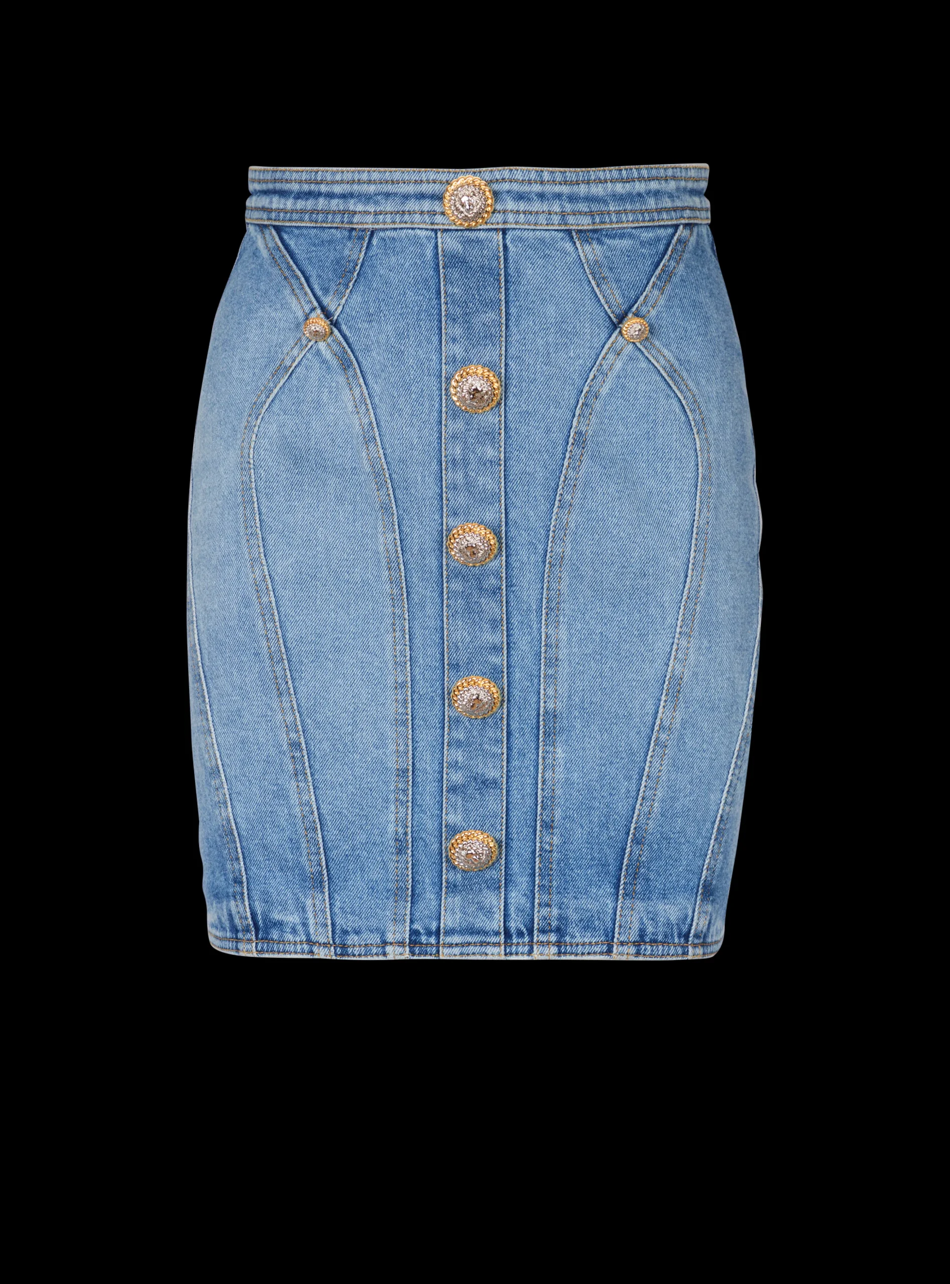 Buttoned Denim Skirt-Balmain Hot