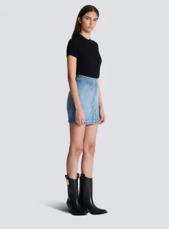Buttoned Denim Skirt-Balmain Hot