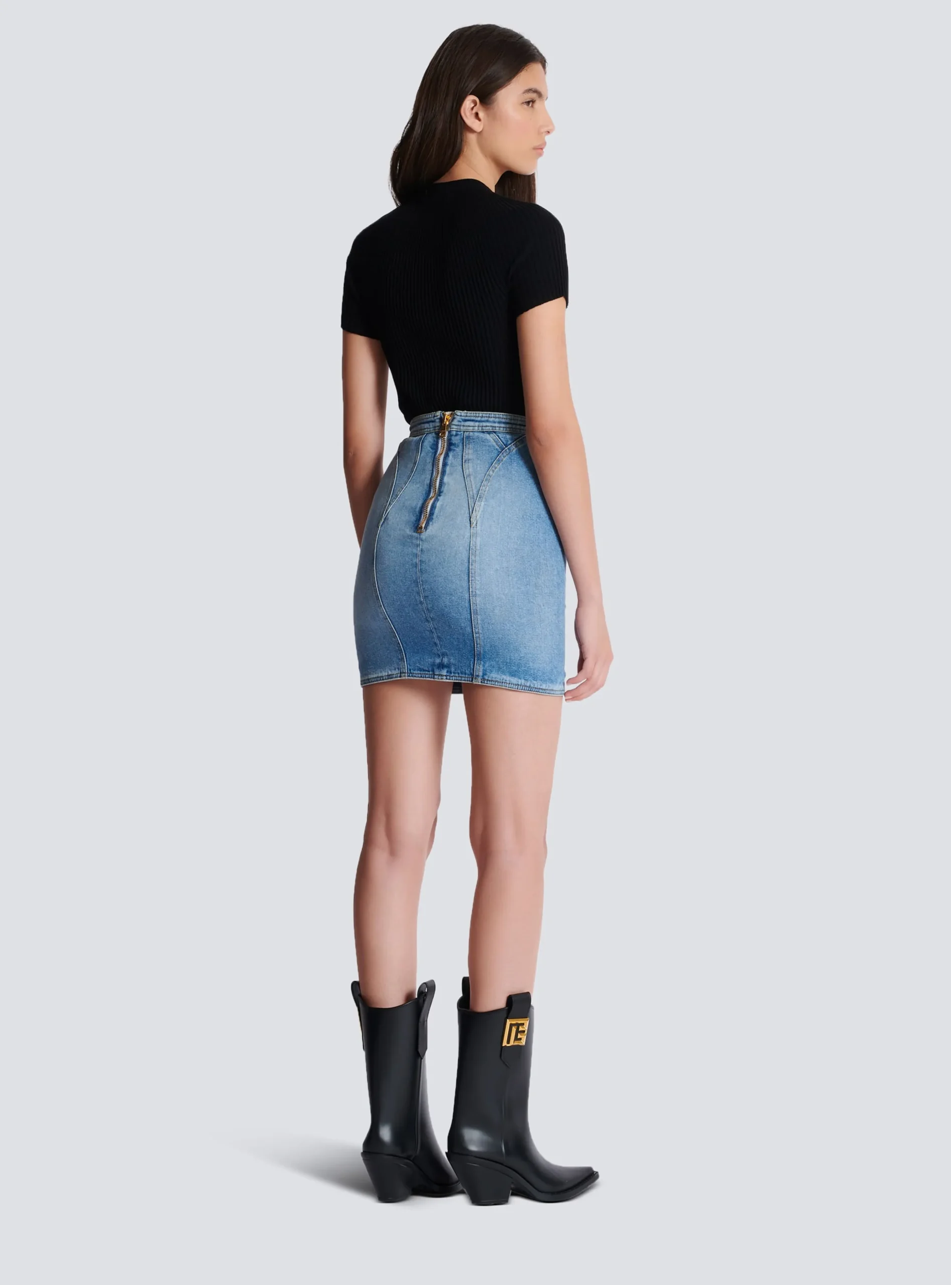 Buttoned Denim Skirt-Balmain Hot