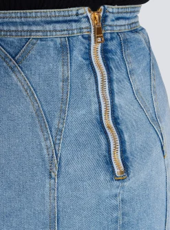 Buttoned Denim Skirt-Balmain Hot