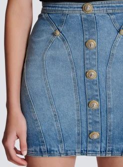 Buttoned Denim Skirt-Balmain Hot