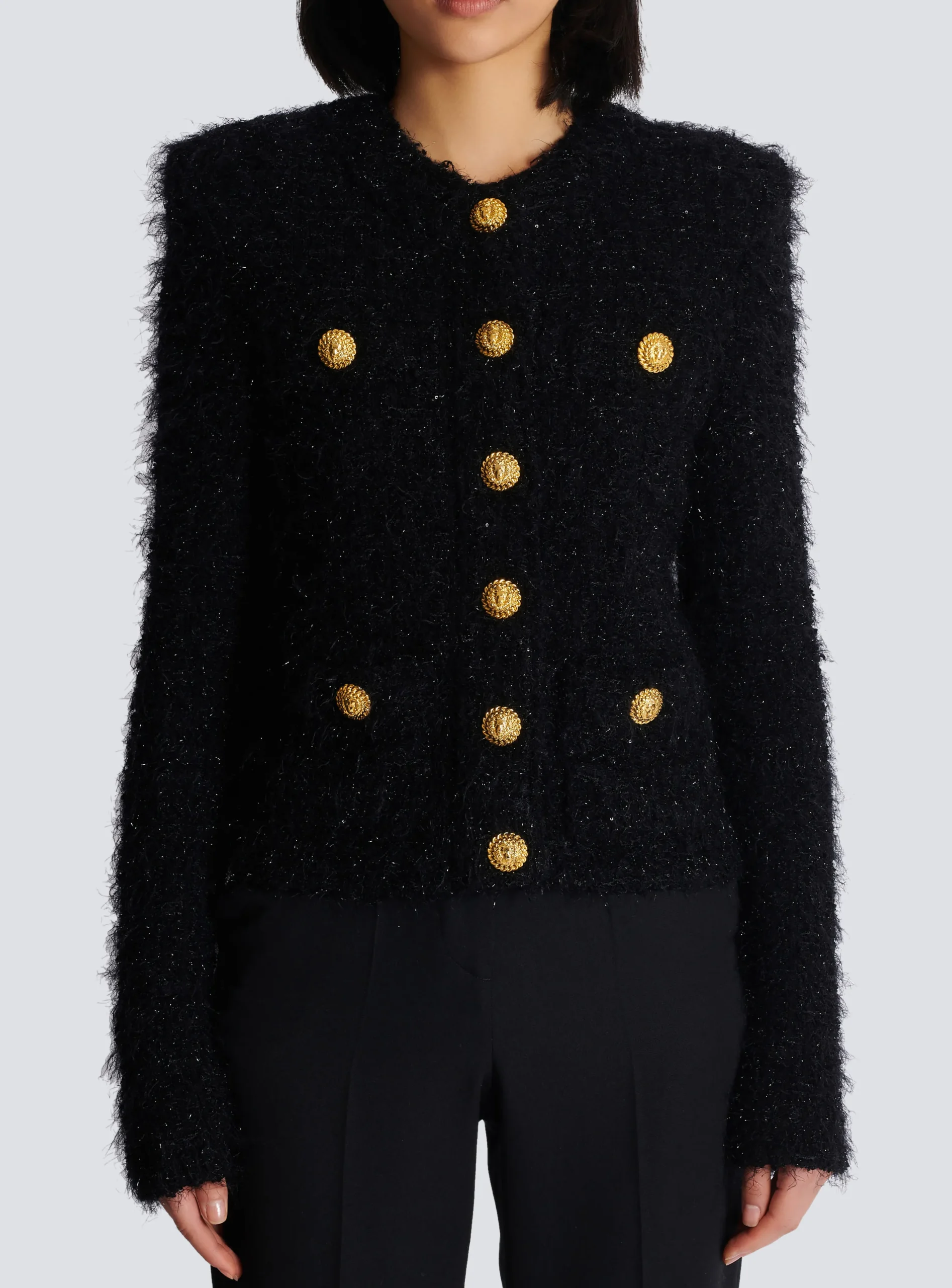 Buttons Tweed Jacket-Balmain Best Sale