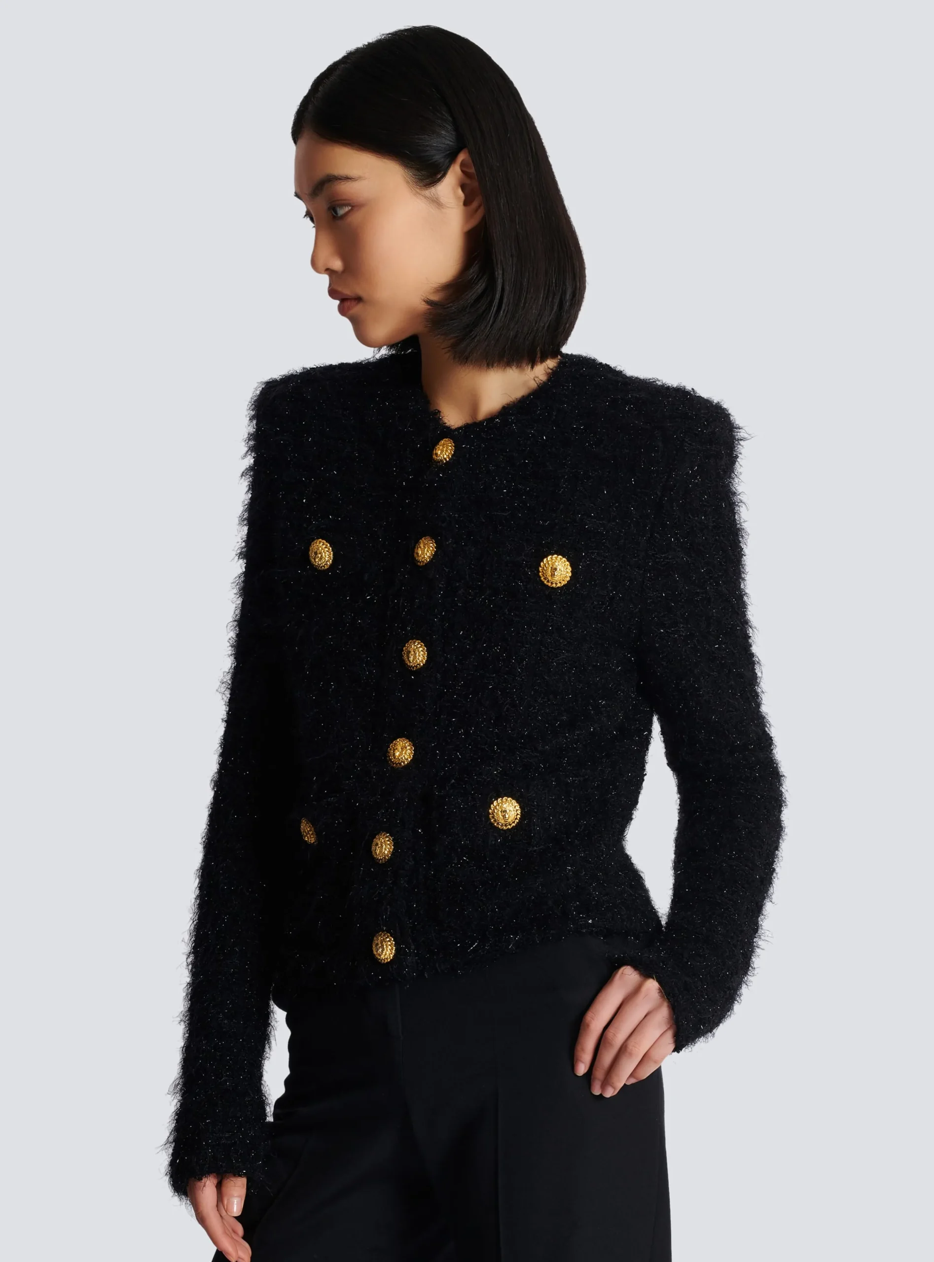 Buttons Tweed Jacket-Balmain Best Sale