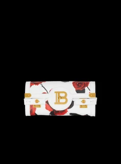 Calfskin B-Buzz Pouch 23 With A Roses Print And Embossed Grid Motif-Balmain Online
