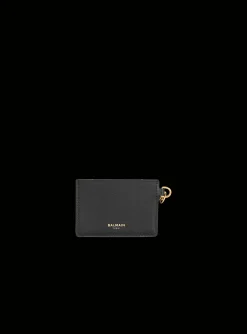 Calfskin Coin Card Holder-Balmain Discount