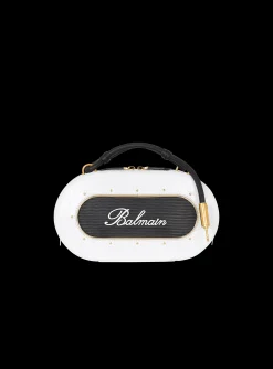 Calfskin Radio Bag With Signature And Embossed Grid Motif-Balmain Fashion