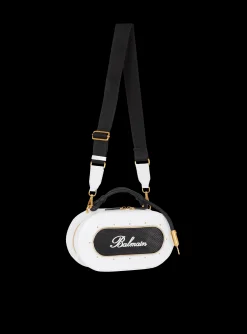 Calfskin Radio Bag With Signature And Embossed Grid Motif-Balmain Fashion
