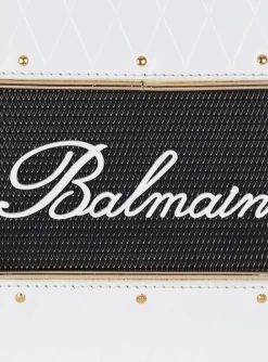 Calfskin Radio Bag With Signature And Embossed Grid Motif-Balmain Fashion