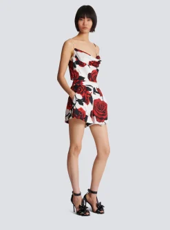 Cami Top With Roses Print-Balmain Cheap