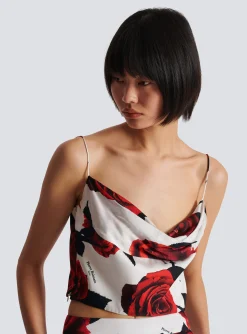 Cami Top With Roses Print-Balmain Cheap