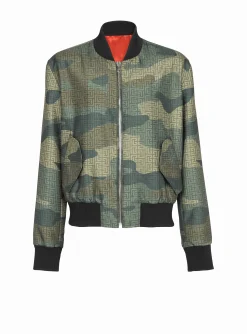 Camouflage Monogrammed Shantung Bomber Jacket-Balmain Outlet