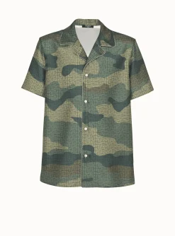 Camouflage Monogrammed Shantung Short-sleeved Shirt-Balmain Cheap