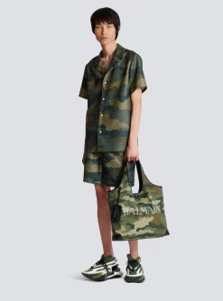 Camouflage Monogrammed Shantung Short-sleeved Shirt-Balmain Cheap