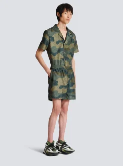 Camouflage Monogrammed Shantung Shorts-Balmain Flash Sale